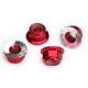 Tuercas de bloqueo de nailon con brida de 5 mm (aluminio, anodizado rojo, dentado) (4)