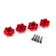 Cubos de rueda, hexagonales, de aluminio (anodizado rojo) (4) / Pasadores de tornillo de 4 x 13 mm (4)