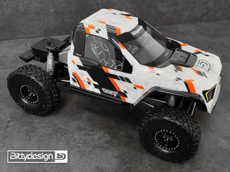 Carrocería transparente Bittydesign ROCK1 1/10 para todos los modelos Rock Crawler con distancia entre ejes de 313 mm, precortada, 1 mm, solo cabina