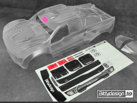 Cuerpo transparente Bittydesign FALCON-X 1/7 para ARRMA Mojave 6S BLX, precortado, 1,5 mm