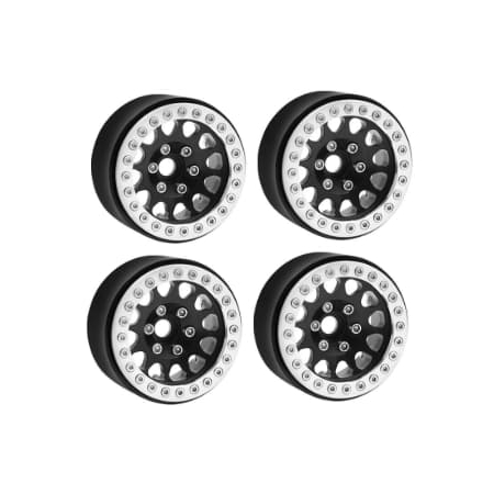 Llantas aluminio Beadlock Negro/Plata 1.9" Crawler (4pcs)