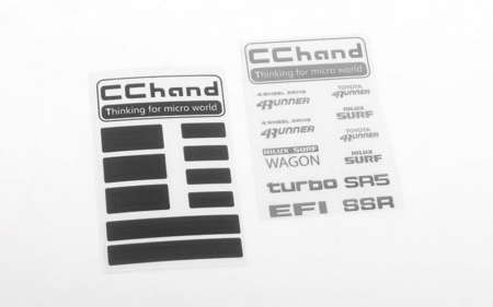 Hoja de calcomanías metálicas con el logotipo RC4WD para Toyota 4Runner de carrocería rígida de 1985 (VVV-C0701)