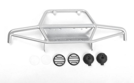 Parachoques delantero RC4WD Tri-X de acero Stinger con luces para carrocería Vanquish VS4-10 Origin (plateado) (VVV-C0943)