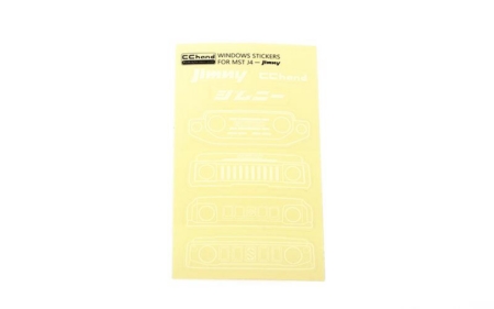 Hoja de calcomanías para ventana con opción de parrilla RC4WD para kit todoterreno MST 4WD con carrocería J4 Jimny (blanco) (VVV-C1204)