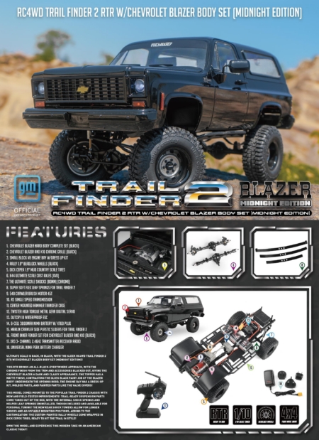 RC4WD Trail Finder 2 RTR con carrocería Chevrolet Blazer (Edición Medianoche)