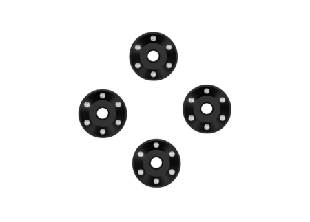 Arandelas de rueda, aluminio mecanizado, color negro (4)