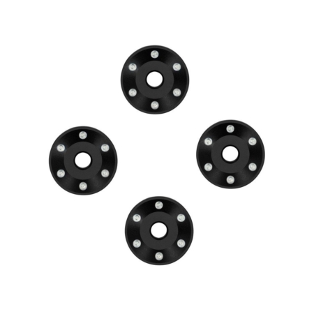 Arandelas de rueda, aluminio mecanizado, color negro (4)