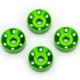 Arandelas para ruedas, aluminio mecanizado, color verde (4)