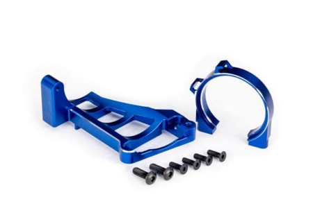 Soportes de motor (delantero y trasero) (aluminio 6061-T6 anodizado azul)/ 3 x 10 mm CCS (con fijador de roscas) (4)/ 4 x 12 mm BCS (con fijador de roscas) (2) (para usar con motor n.° 3461)
