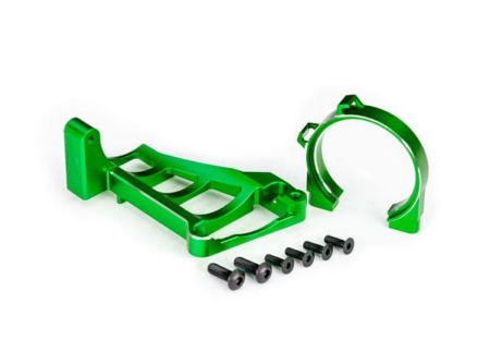 Soportes de motor (delantero y trasero) (aluminio 6061-T6 anodizado verde)/ 3 x 10 mm CCS (con fijador de roscas) (4)/ 4 x 12 mm BCS (con fijador de roscas) (2) (para usar con motor n.° 3461)