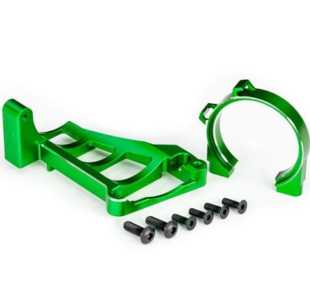 Soportes de motor (delantero y trasero) (aluminio 6061-T6 anodizado verde)/ 3 x 10 mm CCS (con fijador de roscas) (4)/ 4 x 12 mm BCS (con fijador de roscas) (2) (para usar con motor n.° 3461)