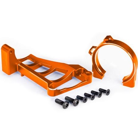 Soportes de motor (delantero y trasero) (aluminio 6061-T6 anodizado naranja)/ 3 x 10 mm CCS (con fijador de roscas) (4)/ 4 x 12 mm BCS (con fijador de roscas) (2) (para usar con motor n.° 3461)