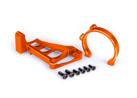 Soportes de motor (delantero y trasero) (aluminio 6061-T6 anodizado naranja)/ 3 x 10 mm CCS (con fijador de roscas) (4)/ 4 x 12 mm BCS (con fijador de roscas) (2) (para usar con motor n.° 3483)