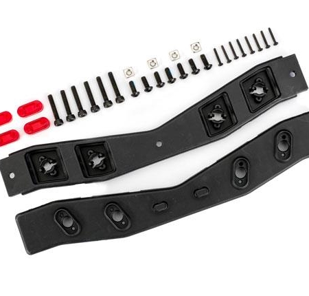 Travesaño trasero (superior e inferior), remolque de barco/lente de luz trasera (4)/ 1,6 x 10 mm BCS (acero inoxidable negro) (8)/ 3 x 5 mm BCS (acero inoxidable negro) (7)/ 3 x 15 mm CS (acero inoxidable negro) (6)/ Tuercas cuadradas M3 x 0,5 mm (4)