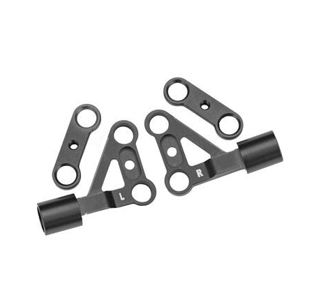 Brazos de suspensión superiores delanteros, aluminio 6061-T6 (anodizado gris) (izquierdo y derecho)/BCS de 2,5 x 5 mm (con fijador de roscas) (2)