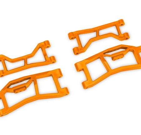 Brazos de suspensión HD superiores e inferiores traseros WideMaxx de color naranja