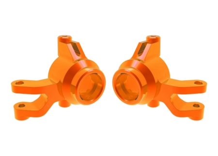 Bloques de dirección, aluminio 6061-T6 (anodizado naranja) (izquierdo y derecho)/ 3 x 12 mm SS (con fijador de roscas) (4)/ 3 x 15 mm BCS (con fijador de roscas) (2)