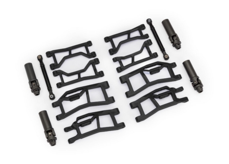 Kit de suspensión, Mini Maxx® WideMaxx®, negro (incluye brazos de suspensión delanteros y traseros, enlaces de convergencia delanteros y semiejes exteriores (extendidos))