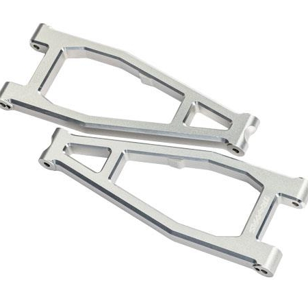 Brazos de suspensión superiores (izquierdo y derecho, delanteros) (aluminio 6061-T6, anodizado en plata)/ 3 x 8 mm BCS (con fijador de roscas) (8)