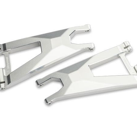 Brazo de suspensión, inferior (izquierdo y derecho, delantero) (aluminio 6061-T6, anodizado en plata)/ 3 x 8 mm BCS (con fijador de roscas) (4)/ 3 x 6 mm BCS (con fijador de roscas) (2)