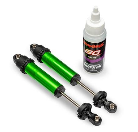 Amortiguadores, GT-Maxx, traseros, aluminio, anodizado verde (completamente ensamblados sin resortes) (2)
