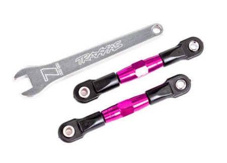 Enlaces de inclinación traseros (TUBOS anodizados en rosa, aluminio 7075-T6, más resistentes que el titanio) (2) (ensamblados con extremos de varilla y bolas huecas)/llave de aluminio (1) (compatible con Drag Slash)
