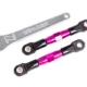 Enlaces de inclinación traseros (TUBOS anodizados en rosa, aluminio 7075-T6, más resistentes que el titanio) (2) (ensamblados con extremos de varilla y bolas huecas)/llave de aluminio (1) (compatible con Drag Slash)
