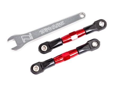 Enlaces de inclinación, traseros (TUBOS anodizados en rojo, aluminio 7075-T6, más resistentes que el titanio) (2) (ensamblados con extremos de varilla y bolas huecas) / llave de aluminio (1) (compatible con Drag Slash)