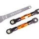 Enlaces de inclinación traseros (TUBOS anodizados en naranja, aluminio 7075-T6, más resistentes que el titanio) (2) (ensamblados con extremos de varilla y bolas huecas)/llave de aluminio (1) (compatible con Drag Slash)