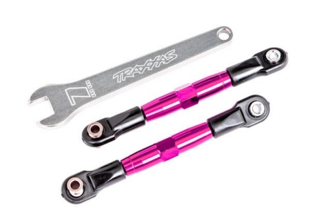 Enlaces de inclinación delanteros (tubos anodizados en rosa, aluminio 7075-T6, más resistentes que el titanio) (2) (ensamblados con extremos de varilla y bolas huecas)/llave de aluminio (1) (compatible con Drag Slash)
