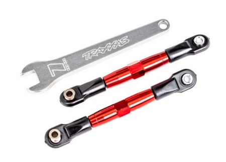 Enlaces de inclinación delanteros (tubos anodizados en rojo, aluminio 7075-T6, más resistentes que el titanio) (2) (ensamblados con extremos de varilla y bolas huecas)/llave de aluminio (1) (compatible con Drag Slash)