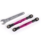 Eslabones de puntera delanteros (tubos anodizados en rosa, aluminio 7075-T6, más resistentes que el titanio) (2) (ensamblados con extremos de varilla y bolas huecas)/llave de aluminio (1) (compatible con Drag Slash)