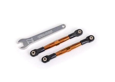 Eslabones de puntera delanteros (tubos anodizados en naranja, aluminio 7075-T6, más resistentes que el titanio) (2) (ensamblados con extremos de varilla y bolas huecas)/llave de aluminio (1) (compatible con Drag Slash)
