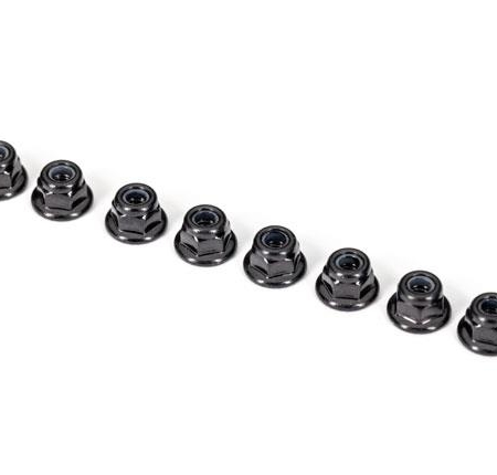 Tuercas de bloqueo de nailon de 3 mm, con brida, negras (8)