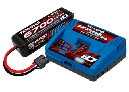 Paquete completo de batería/cargador COMBO (incluye cargador ID n.° 2981 (1), batería Lipo n.° 2890X de 6700 mAh, 14,8 V, 4 celdas y 25 C (1)