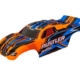 Carrocería, Rustler (también compatible con Rustler VXL), naranja (pintada, calcomanías aplicadas) (ensamblada con soportes de carrocería delanteros y traseros para montaje sin clip)