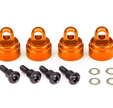 Tapas de amortiguador, aluminio (anodizado naranja) (4) (se adapta a todos los Ultra Shocks)