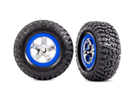 Neumáticos y ruedas, ensamblados, pegados (cromo SCT, ruedas estilo beadlock azules, neumáticos BFGoodrich Mud-Terrain T/A KM2, insertos de espuma) (2) (4WD delantera/trasera, 2WD trasera solamente)
