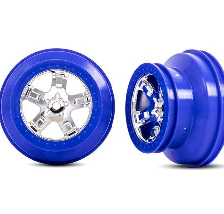 Ruedas, SCT cromadas, estilo beadlock azul, perfil doble (2,2' exteriores, 3,0' interiores) (2) (4WD delantera/trasera, 2WD trasera solamente)