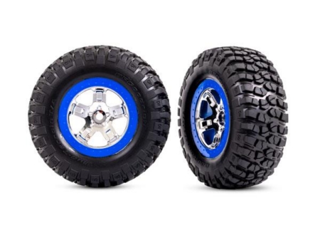 Neumáticos y ruedas, ensamblados, pegados (cromado SCT, ruedas estilo beadlock azules, neumáticos BFGoodrich Mud-Terrain T/A KM2, insertos de espuma) (2) (2WD delantera)