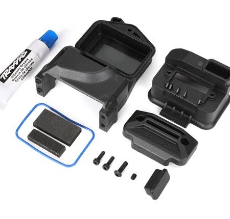 Caja, receptor (sellado) (montaje del servo)/espuma (2)/tapón de acceso/BCS de 3 x 10 mm/CS de 2,5 x 8 mm (2)/GS de 3 x 4 mm/grasa de silicona