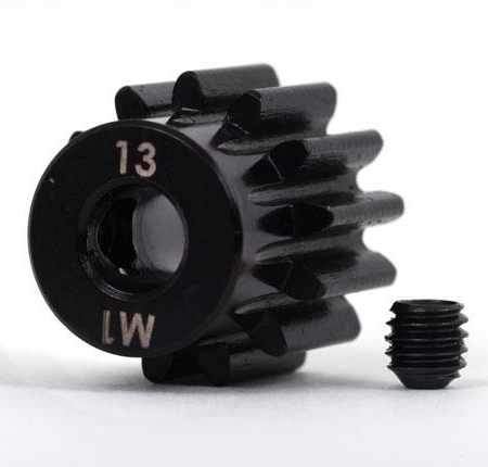 Engranaje, piñón de 13 dientes (paso métrico de 1,0) (se adapta a eje de 5 mm)/tornillo de fijación