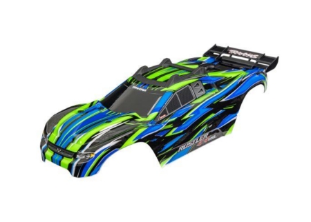 Carrocería, Rustler 4X4 VXL, verde (pintada, calcomanías aplicadas) (ensamblada con soportes de carrocería delanteros y traseros y soporte de carrocería trasero para montaje sin clips)