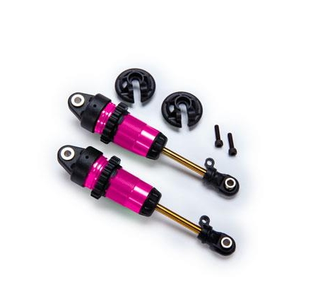 Amortiguadores GTR largos anodizados en rosa, cuerpos recubiertos de PTFE con ejes TiN (completamente ensamblados, sin resortes) (2)