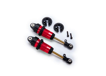 Amortiguadores GTR largos anodizados en rojo, cuerpos recubiertos de PTFE con ejes TiN (completamente ensamblados, sin resortes) (2)