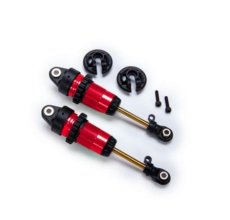 Amortiguadores GTR largos anodizados en rojo, cuerpos recubiertos de PTFE con ejes TiN (completamente ensamblados, sin resortes) (2)