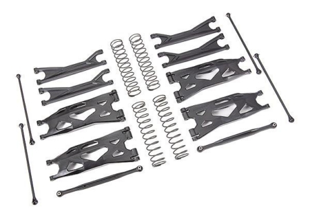 Kit de suspensión, X-Maxx WideMaxx, XRT, negro (incluye brazos de suspensión delanteros y traseros, enlaces de convergencia delanteros, ejes de transmisión, resortes de amortiguación)