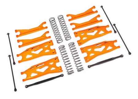 Kit de suspensión, X-Maxx WideMaxx, XRT, NARANJA (incluye brazos de suspensión delanteros y traseros, enlaces de convergencia delanteros, ejes de transmisión, resortes de amortiguación)