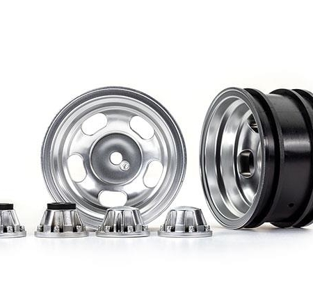 Ruedas, 2.2', cromo satinado (2)/tapas centrales (2) (requiere eje de muñón con rosca extendida n.° 8255A)