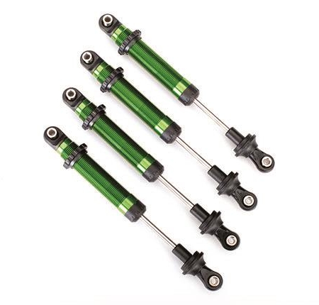 Amortiguadores, GTS, aluminio (anodizado verde) (ensamblados sin resortes) (4) (para usar con el kit de elevación de brazo largo TRX-4 n.° 8140)